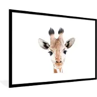 PosterMonkey Fotolijst incl. Poster - Giraffe - Dieren - Natuur - Portret - 120x80 cm - Posterlijst