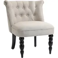 HOMCOM HOMdotCOM Relaxstoel vintage relaxzertel linnen hoes houten frame beige + zwart