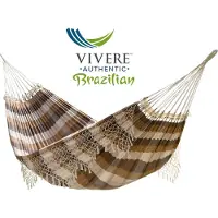 VIVERE Braziliaanse geblokte 2-persoons hangmat Kleur: bruin