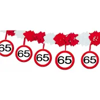 Folat 3x stuks papieren feest slingers 65 jaar huldeborden opdruk - Feestslingers