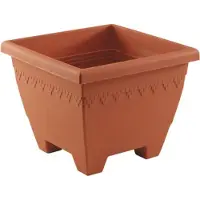Hega hogar Kunststof terracotta plantenbakken/bloempotten Lima 30 cm vierkant - Plantenbakken
