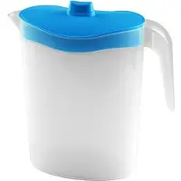 Hega hogar Kunststof schenkkan 2,5 liter met blauw deksel - Schenkkannen