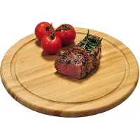 Kesper 1x Ronde serveerplanken/snijplanken met sapgroef 25 cm - Snijplanken