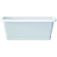 Prosperplast 1x Respana plantenbak/bloembak wit 49 cm inclusief schotel van kunststof - Plantenbakken