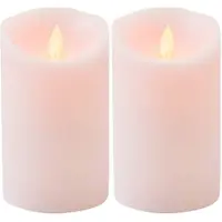 Anna's Collection 2x LED kaars/stompkaars roze met dansvlam 12,5 cm - LED kaarsen