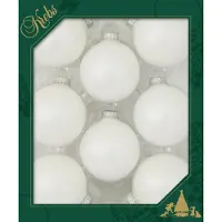 Merkloos Krebs Kerstballen - 8ST - satijn wit - glas - mat - 7 cm - Kerstbal
