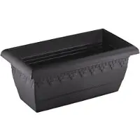 Hega hogar Kunststof antraciet grijze plantenbakken/bloempotten Jardinera 40 x 20 cm rechthoekig - Plantenbakken