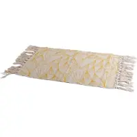Gerimport Badkamerkleedje rechthoekig 45 x 70 cm naturel met gele geometrische print - Badmatjes