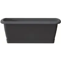 Prosperplast 1x Kunststof Respana plantenbak/bloembak antraciet 39 cm inclusief schotel - Plantenbakken