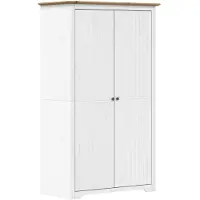 vidaXL Kledingkast BODO 99x53,5x173 cm massief grenenhout wit bruin
