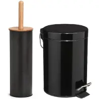 Zeller Badkamer/toilet accessoires - WC-borstel/pedaalemmer 3L- zwart - Badkameraccessoireset