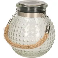 Anna's Collection Solar lantaarn glas - transparant - bubbel - 10 x 12 cm - Lantaarns