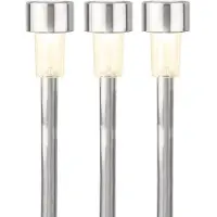 Lumineo 5x Buitenlampen/tuinlampen 36 cm Rvs zilver op steker warm wit - Prikspotjes
