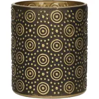 Countryfield Luxe theelichthouder - Fantasy - zwart/goud - D10 x H12 cm - Waxinelichtjeshouders
