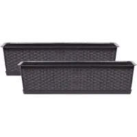 Prosperplast Ratolla plantenbak/bloembak - 2x - donkerbruin - 8L - 50 x 17 x 15 cm - Plantenbakken