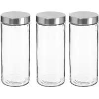 Secret De Gourmet 3x stuks voorraadbussen/voorraadpotten 2L glas met RVS deksel - Voorraadpot