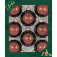 Merkloos 24x stuks glazen kerstballen 7 cm bruin glans - Kerstbal