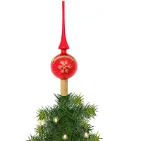 Merkloos Luxe kerstpieken rood met gouden glitter opdruk 28 cm - kerstboompieken