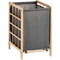 Kipit Wasmand Woodbox - met opvang waszak - 50 liter compartiment - 40 x 33 x 60 cm
