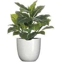 Mica Decorations Kantoor kunstplant 49 cm in bloempot glanzend wit - Kunstplanten