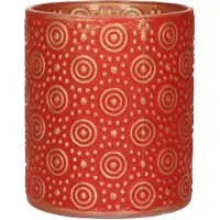 Countryfield Luxe theelichthouder - Fantasy - rood/goud - D8 x H10 cm - Waxinelichtjeshouders