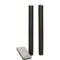 Annas collection LED Dinerkaars Rustiek Zwart D 2,5 H 23 Cm 2 Stuks