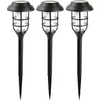 Benson Solar tuinlamp - 6x - zwart - LED flame effect - oplaadbaar - D12 x H43 cmA - Fakkels