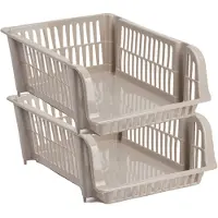 Forte Plastics Plasticforte Stapelbare opbergmand - 4x - Beige - 20L - kunststof - Opbergmanden