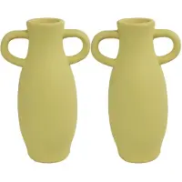 Countryfield Amphora vaas - 2x stuks - geel terracotta - D12 x H20 cm - Vazen