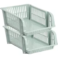 Forte Plastics Plasticforte Stapelbare opbergmand - 2x - Mintgroen - 20L - kunststof - Opbergmanden