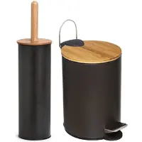 Zeller Badkamer/toilet accessoires set - WC-borstel/pedaalemmer- zwart - Badkameraccessoireset