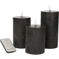 Anna's Collection Led kaars 7,5 x 10 cm, 12,5 cm, 15 cm | Zwart | 3D vlam | 3 stuks