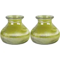 Decostar Bloemenvaas - 2x stuks - geel/glas - H12 x D15 cm - Vazen