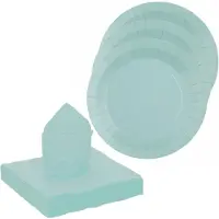 SANTEX servies set karton - 10x bordjes/25x servetten - lichtblauw - Feestbordjes