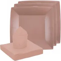 SANTEX servies set karton - 20x bordjes/25x servetten - rose goud - Feestbordjes