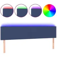 vidaXL Hoofdbord LED 200x5x78/88 cm stof blauw