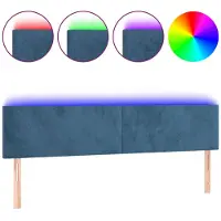 vidaXL Hoofdbord LED 180x5x78/88 cm fluweel donkerblauw