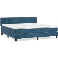 vidaXL Boxspring met matras fluweel donkerblauw 160x200 cm