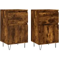 vidaXL Dressoirs 2 st 40x35x70 cm bewerkt hout gerookt eikenkleurig