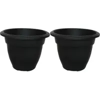 Whitefurze Buiten plantenpot/bloempot - 2x - zwart - kunststof - D30 x H23 cm - Plantenpotten