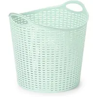 Forte Plastics Plasticforte Gevlochten wasmand/opbergmand - flexibel - lichtgroen - 27 liter - rond - kunststof - Wasmanden