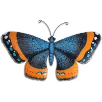 Pro Garden tuin wanddecoratie vlinder - metaal - oranje - 44 x 28 cm - Tuinbeelden
