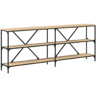 vidaXL Wandtafel 200x30x75 cm bewerkt hout en ijzer sonoma eikenkleur