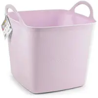Forte Plastics PlasticForte Kuip/emmer/wasmand - flexibel - roze - 43 liter - vierkant - kunststof - Wasmanden
