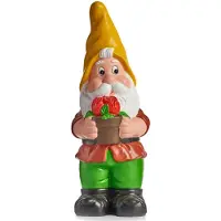 Ibergarden Tuinkabouter beeldje Dwerg met gele muts - Keramiek - 50 cm - Tuinbeelden