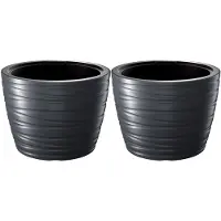 Prosperplast Plantenpot/bloempot Amazing - 2x - buiten/binnen - kunststof - antraciet - D37 x H28 cm - Plantenpotten