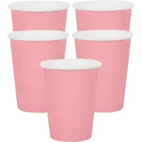 SANTEX feest bekertjes - 20x - roze - papier/karton - 270 ml - Feestbekertjes
