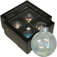 Othmar decorations Kerstballen van glas - 8x - transparant parelmoer -10 cm -milieubewust - Kerstbal