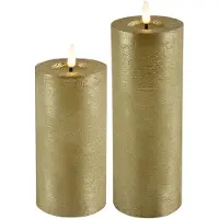 Countryfield LED kaarsen/stompkaarsen - set 2x - goud - D7,5 x H15 en H20 cm - timer - warm wit - LED kaarsen