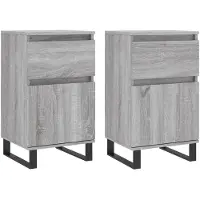 vidaXL Dressoirs 2 st 40x35x70 cm bewerkt hout grijs sonoma